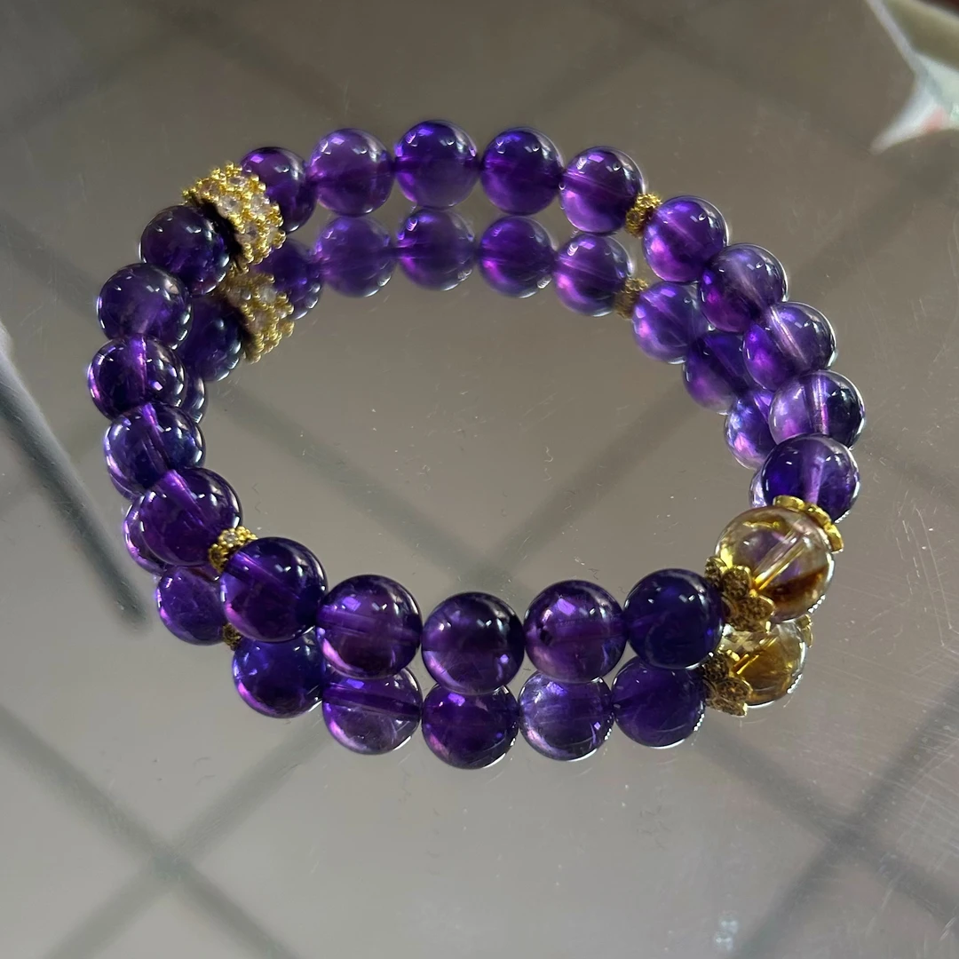 【紫气东来】紫水晶设计款手链diy（8-9mm）