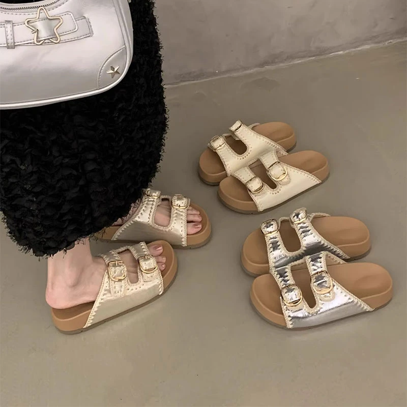 厚底勃肯拖鞋女夏外穿2025新款爆款配裙子沙滩一字拖高级感凉拖鞋