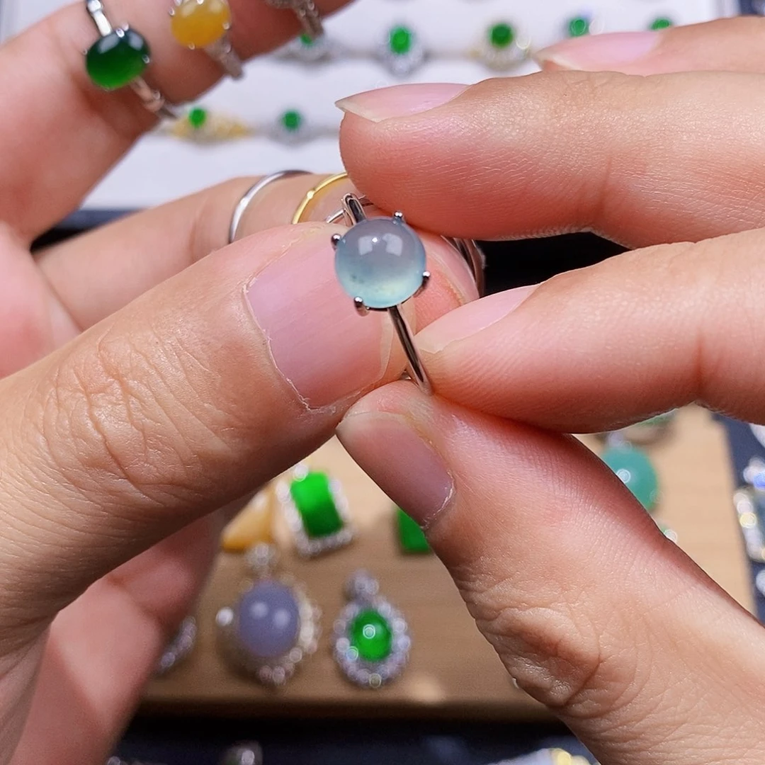 银S925镶嵌戒指翡翠戒指