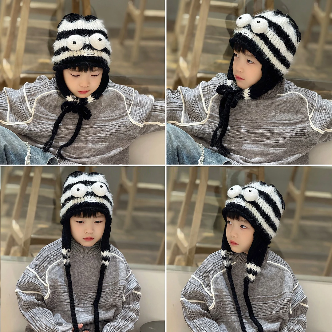6-12岁潮款秋冬男孩帽子痞帅高级感冬季加厚保暖上学专用男童护耳