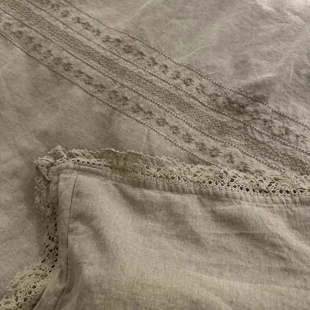 雾影 罗布麻四件套 原麻雨露麻 湿纺刺绣 古朴非遗定制款