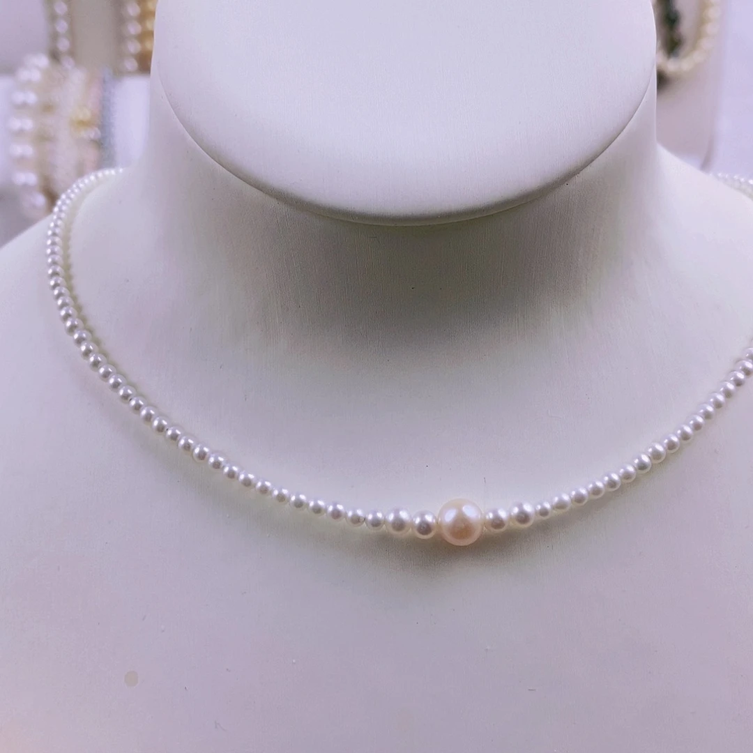 颈饰银S925镶嵌淡水珍珠