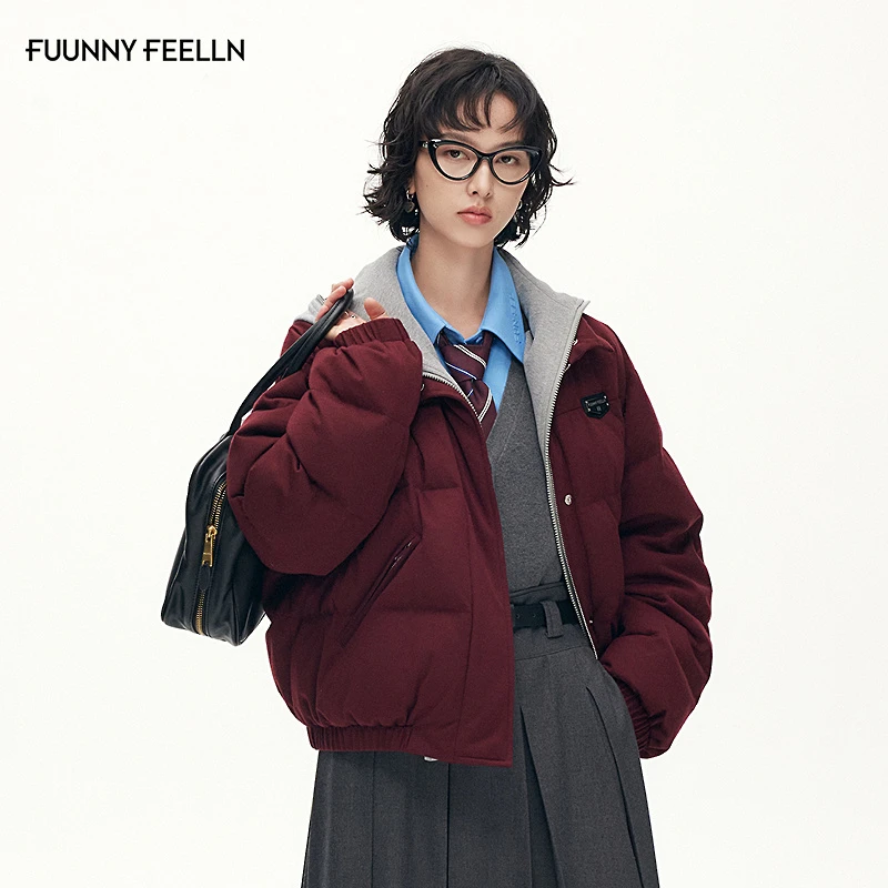 【可拆帽领】FF仿佛羽绒服2025冬季新款假两件小个子短款加厚外套