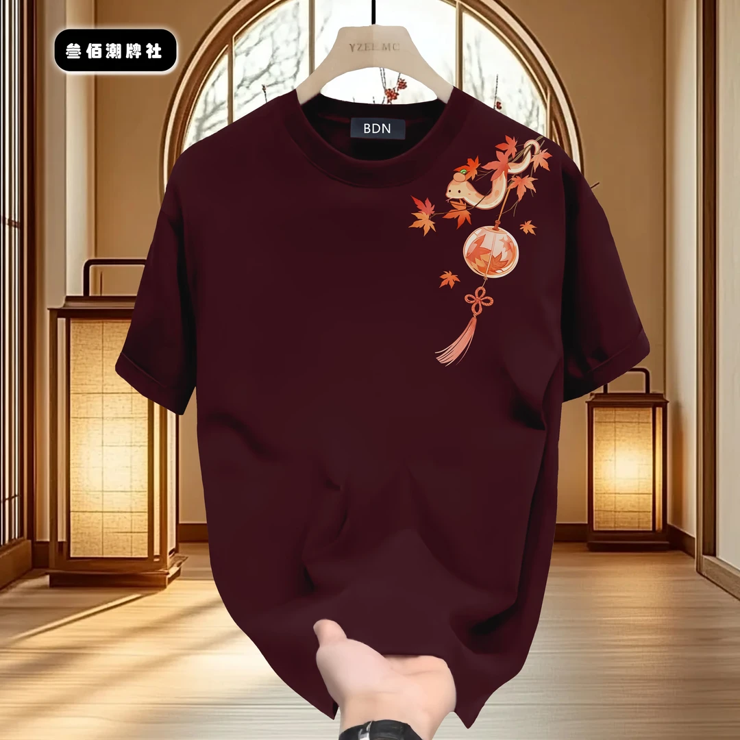 邦德妮纯棉男士短袖T恤夏季新款国潮风原创印花宽松百搭圆领上衣