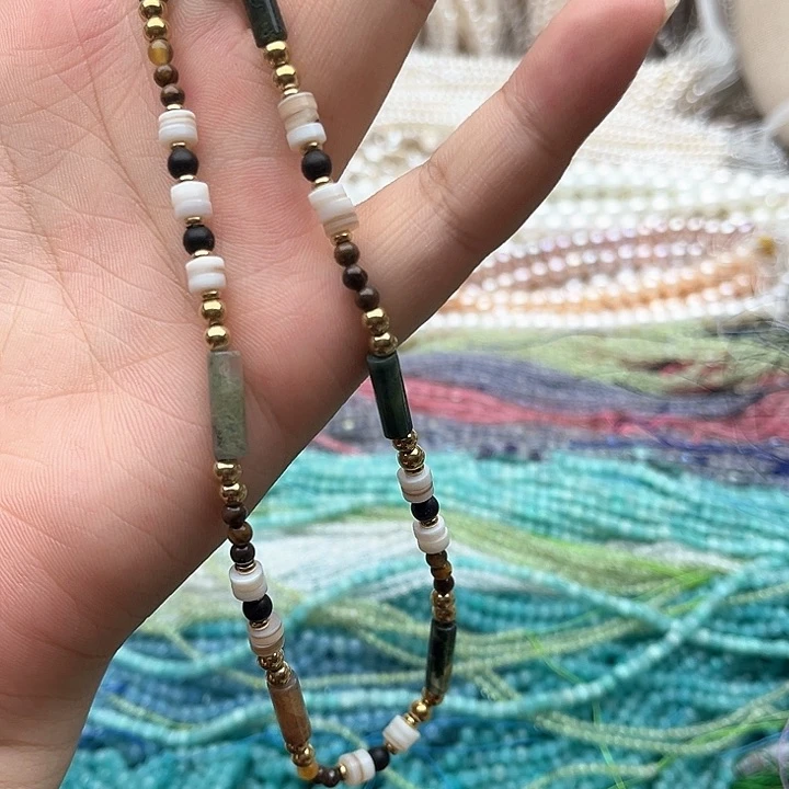 未镶嵌玛瑙/玉髓珠宝半成品一条成品颈链