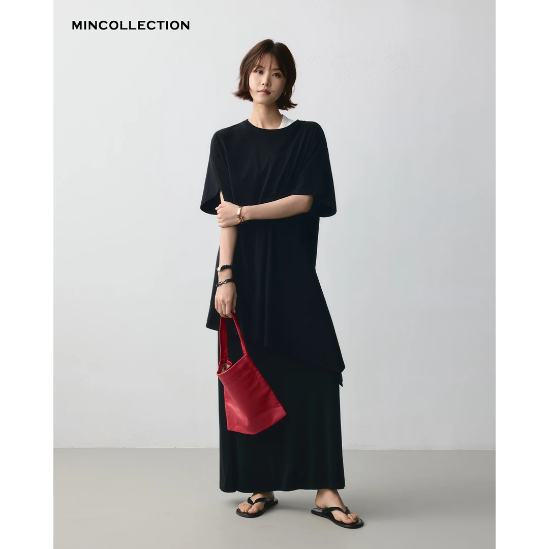 DE Mincollection绑带T/水洗棉不规则扭结随性廓形短袖T恤40529