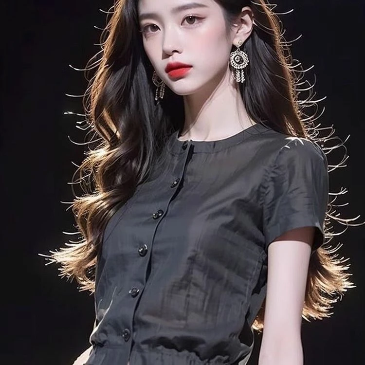 法式小香风轻薄短袖衬衫女士设计感夏季独特别致漂亮小衫短款上衣