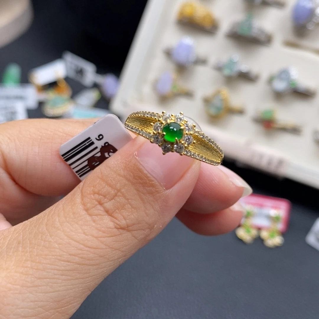 翡翠银S925镶嵌戒指