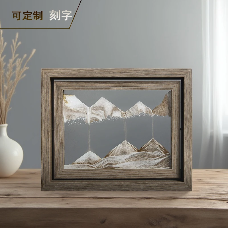 刻字木质流沙画家高端客厅办公桌电视柜书房摆件装饰同事生日礼品