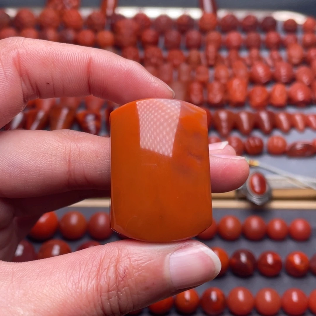 南红玛瑙未镶嵌其他W35*25*18瓦西柿子红平安无事牌