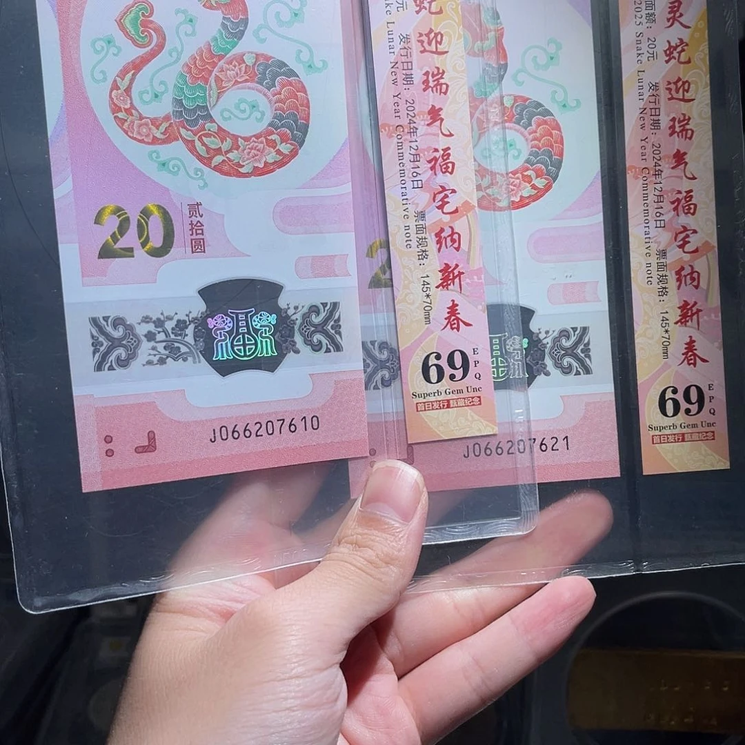 塑料蛇年纪念钞评级1张星星绿