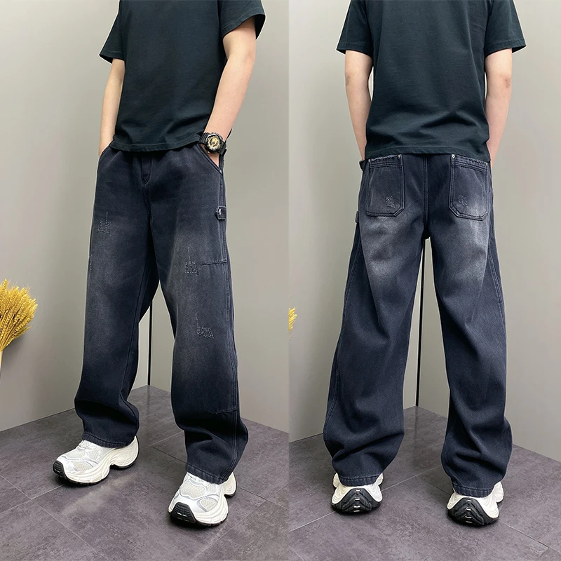 2025冬季新款微喇休闲裤男加绒加厚工装裤美式潮牌原创高级感痞帅