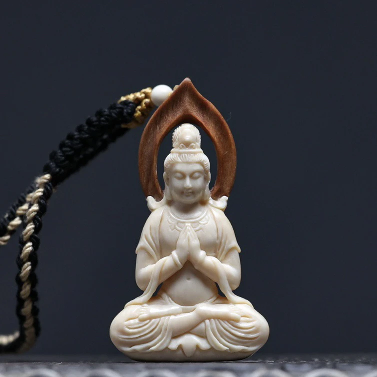 A025天然猛犸象牙 观音菩萨 28×50×9.5mm支持鉴定 假一罚四