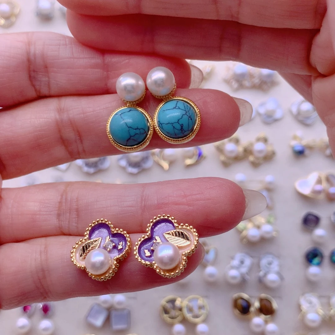 合金淡水珍珠耳饰