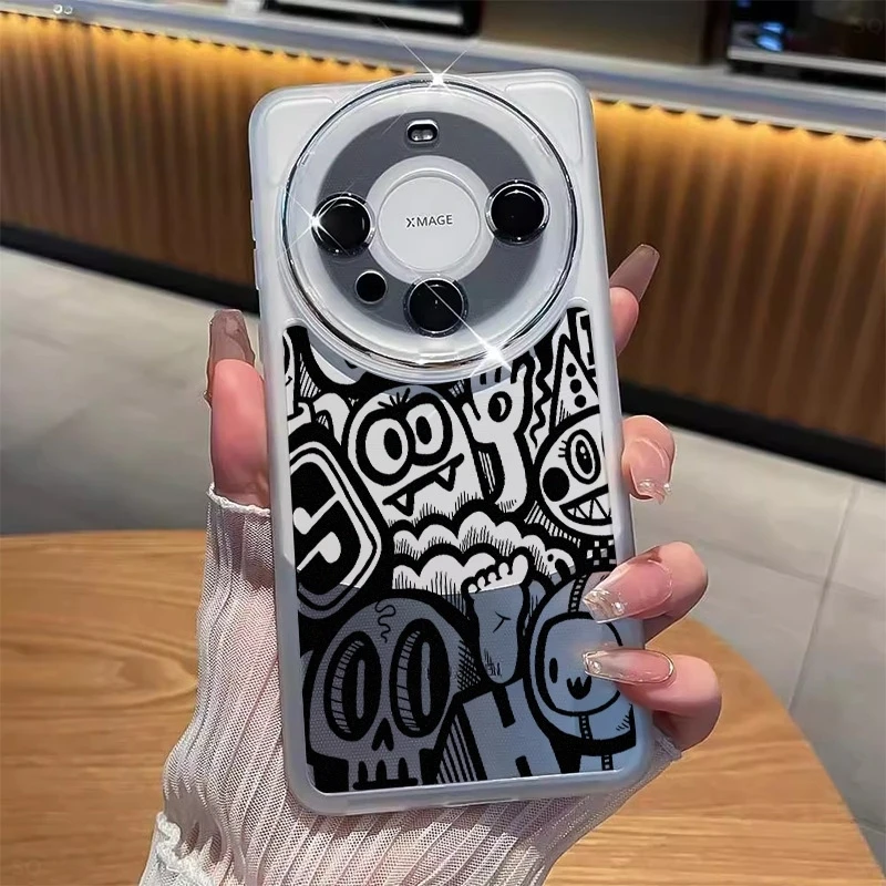 满屏涂鸦适用华为Mate60Pro手机壳简约Pura70创意50全包镜头防摔