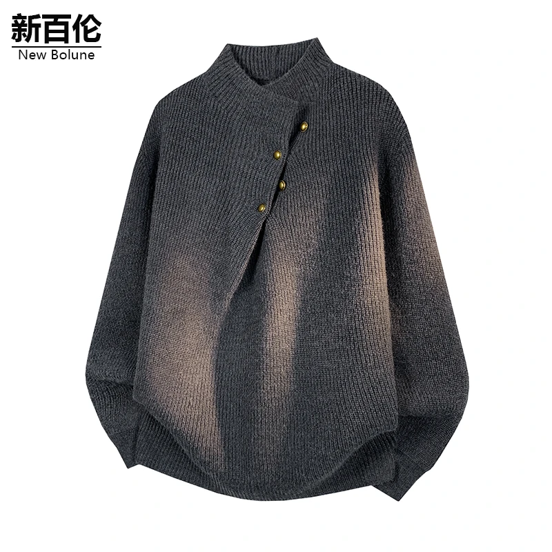 新百伦/NEW BOLUNE美式针织毛衣男秋冬新款保暖宽松简约纯色上衣