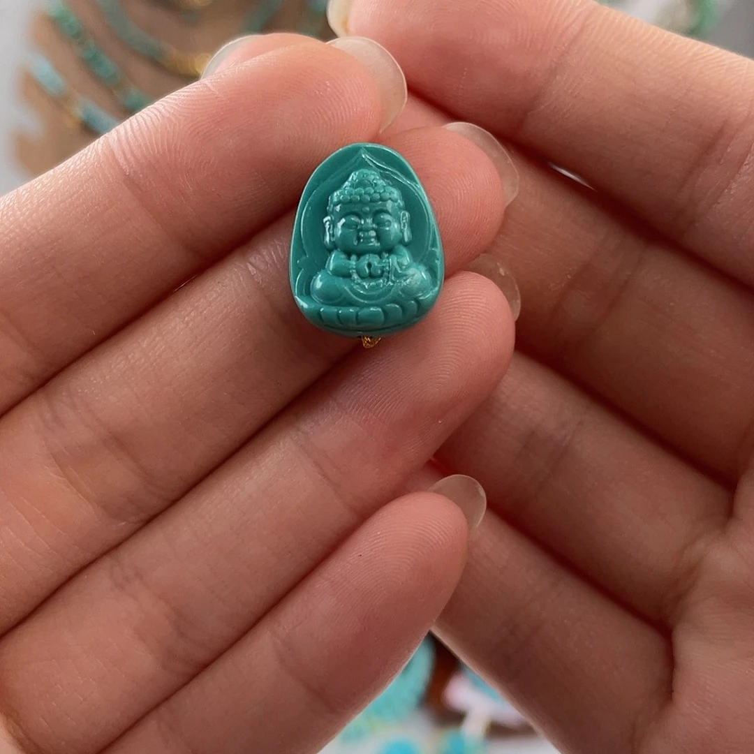 未镶嵌绿松石手串玉化绿宝宝佛13.2+