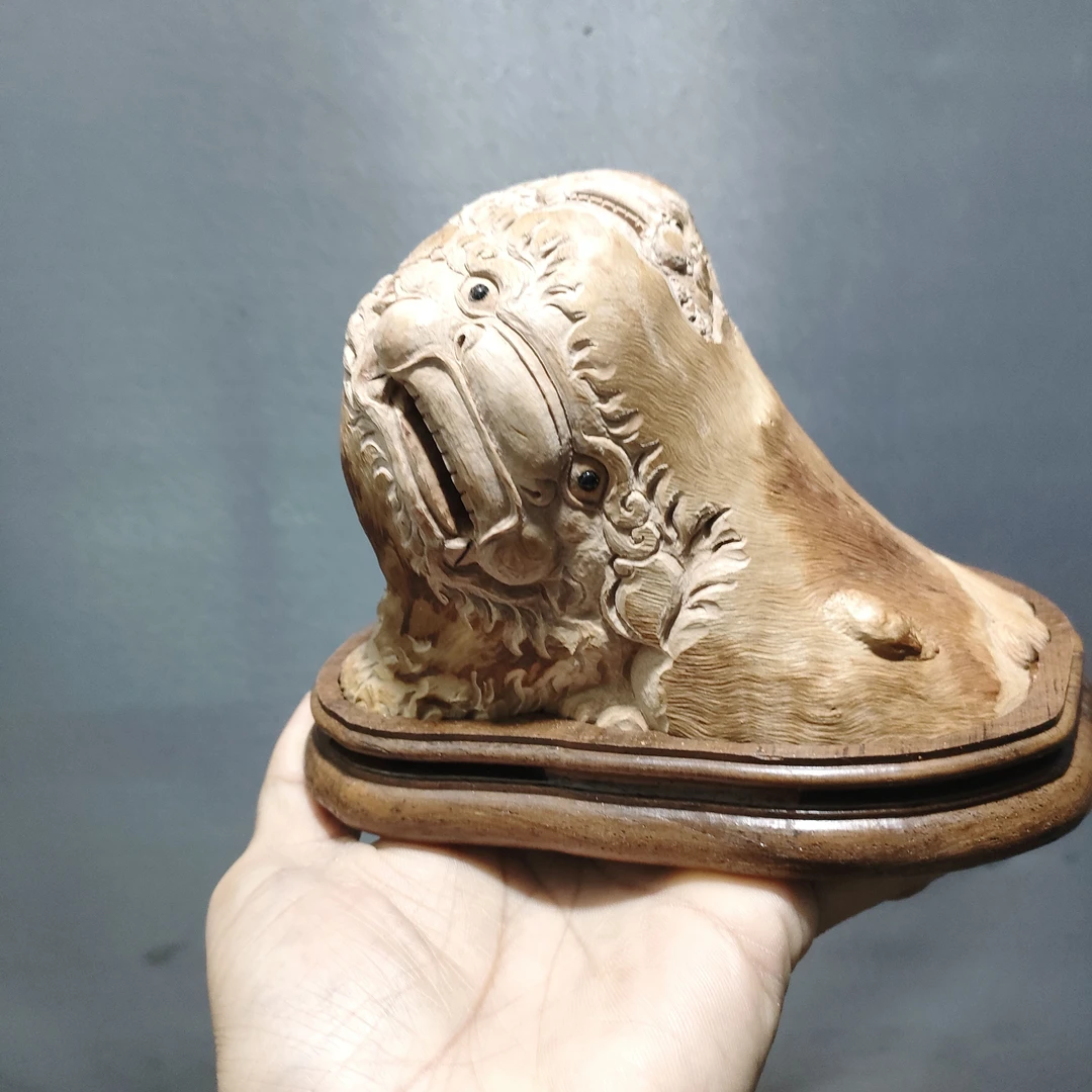 荔枝木香炉纯手工雕刻狻猊狮子手工木制品工艺品摆件