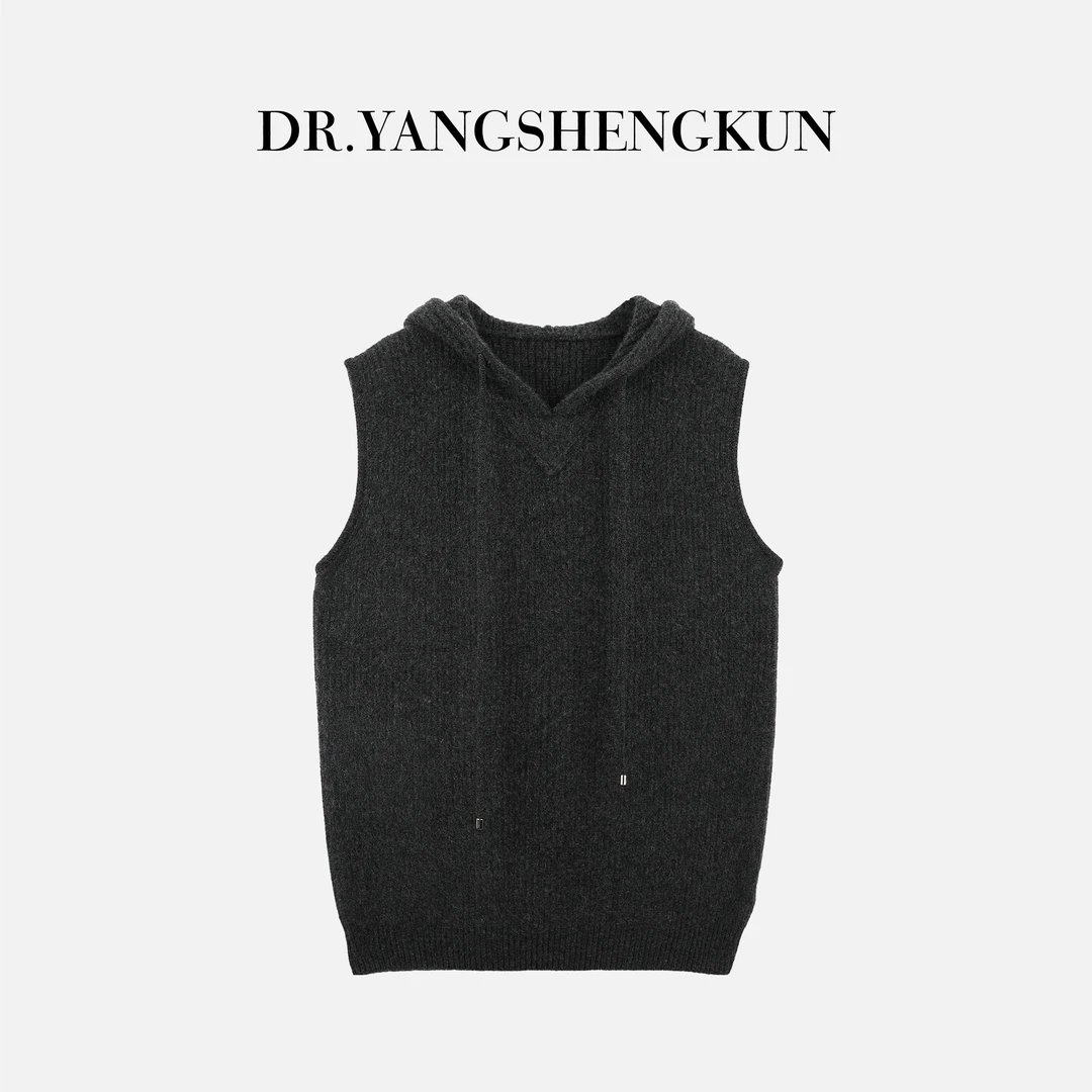 杨圣坤2025新品山羊绒绵羊毛针织衫连帽套头叠穿马夹女SL2581805