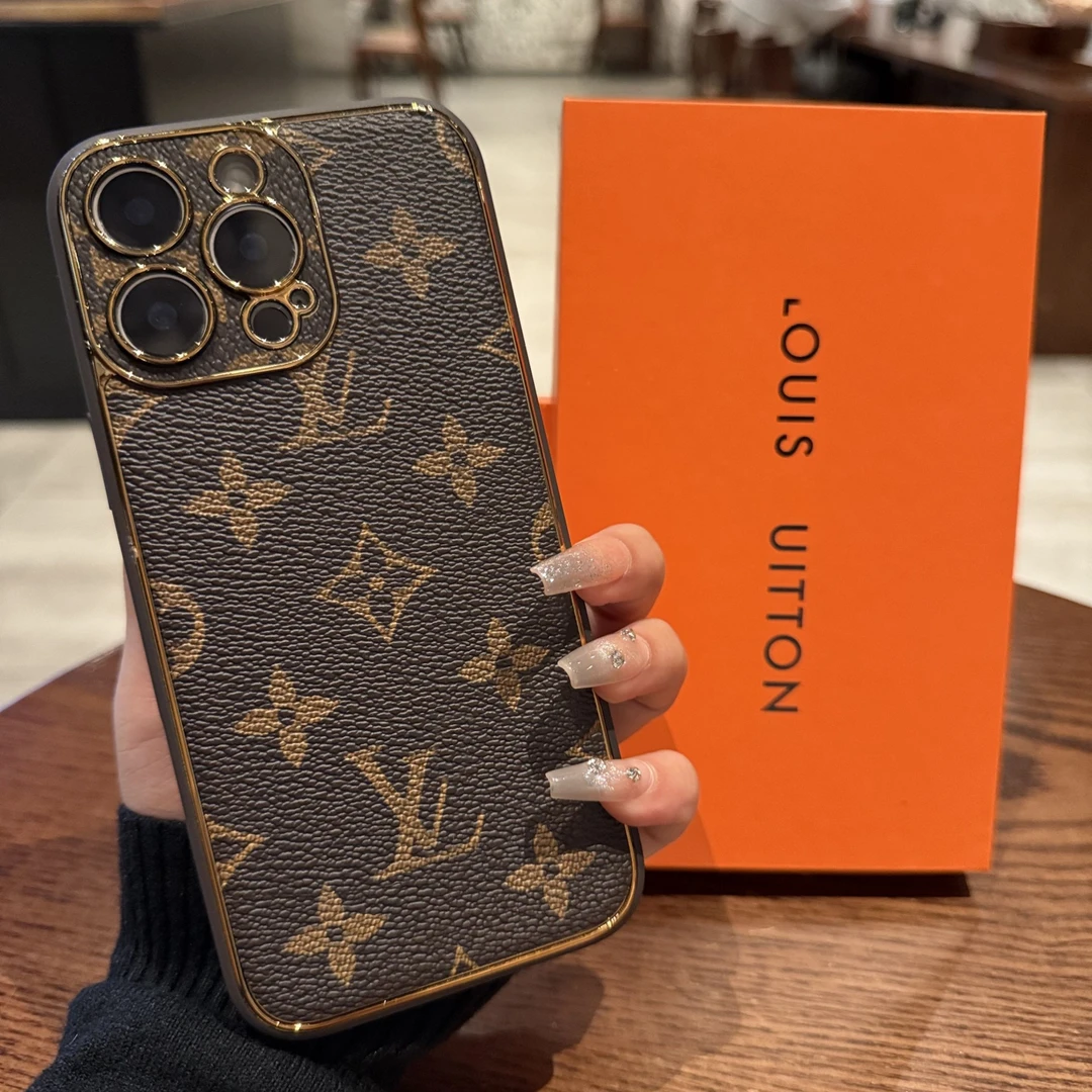 网红新款iPhone16promax手机壳老花适用苹果15皮质14pm上档次13女