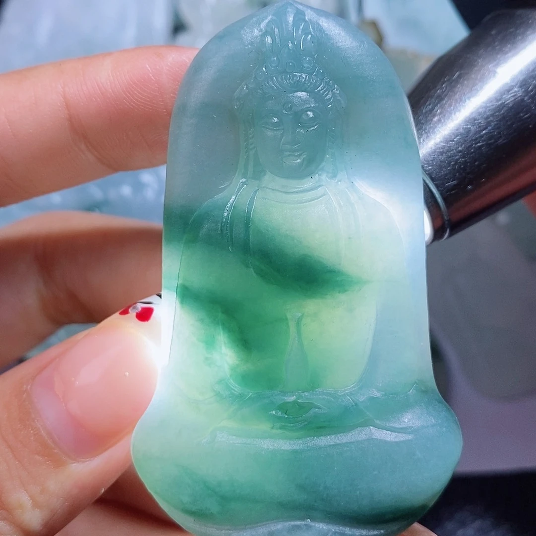 定制翡翠未镶嵌毛货付款后确认抛光