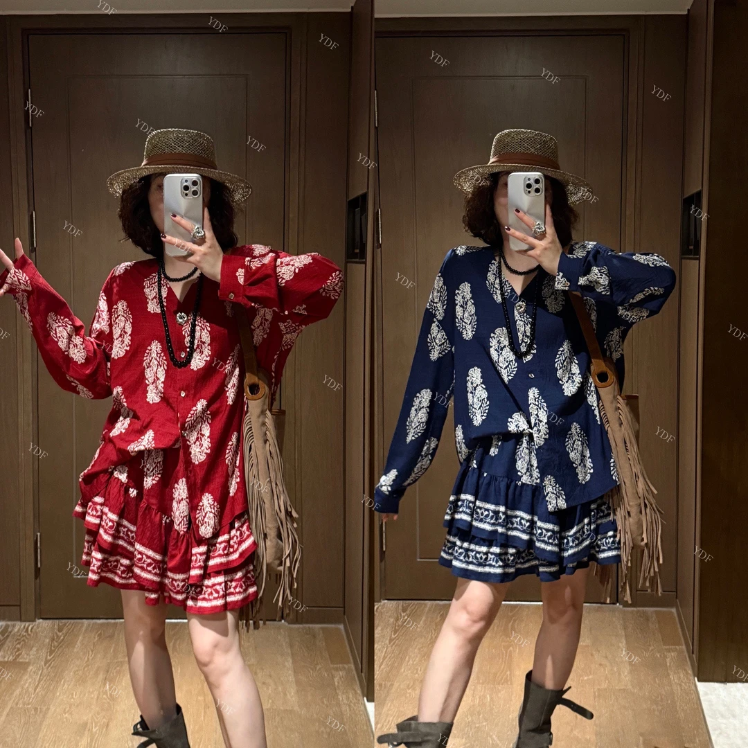 YDFSTUDIO小众【莫奈绮梦】欧货高品重工印花设计上衣+短裤套装