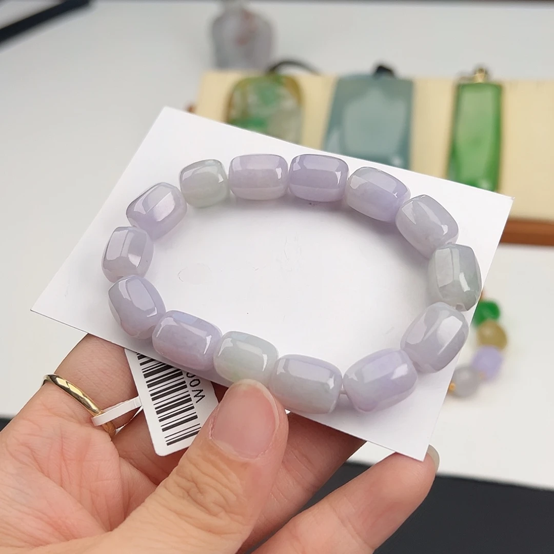 翡翠未镶嵌手串淡紫色
