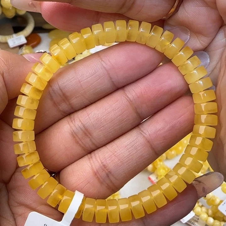 手链蜜蜡未镶嵌鸡油黄药片手串