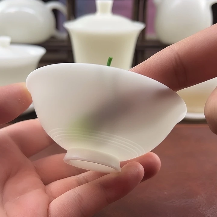 超薄胎高冰素烧100ml普洱杯斗笠盏