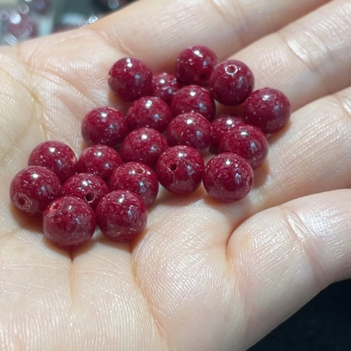 天然辰砂天然朱砂马仙溪压晶透光手链8/21