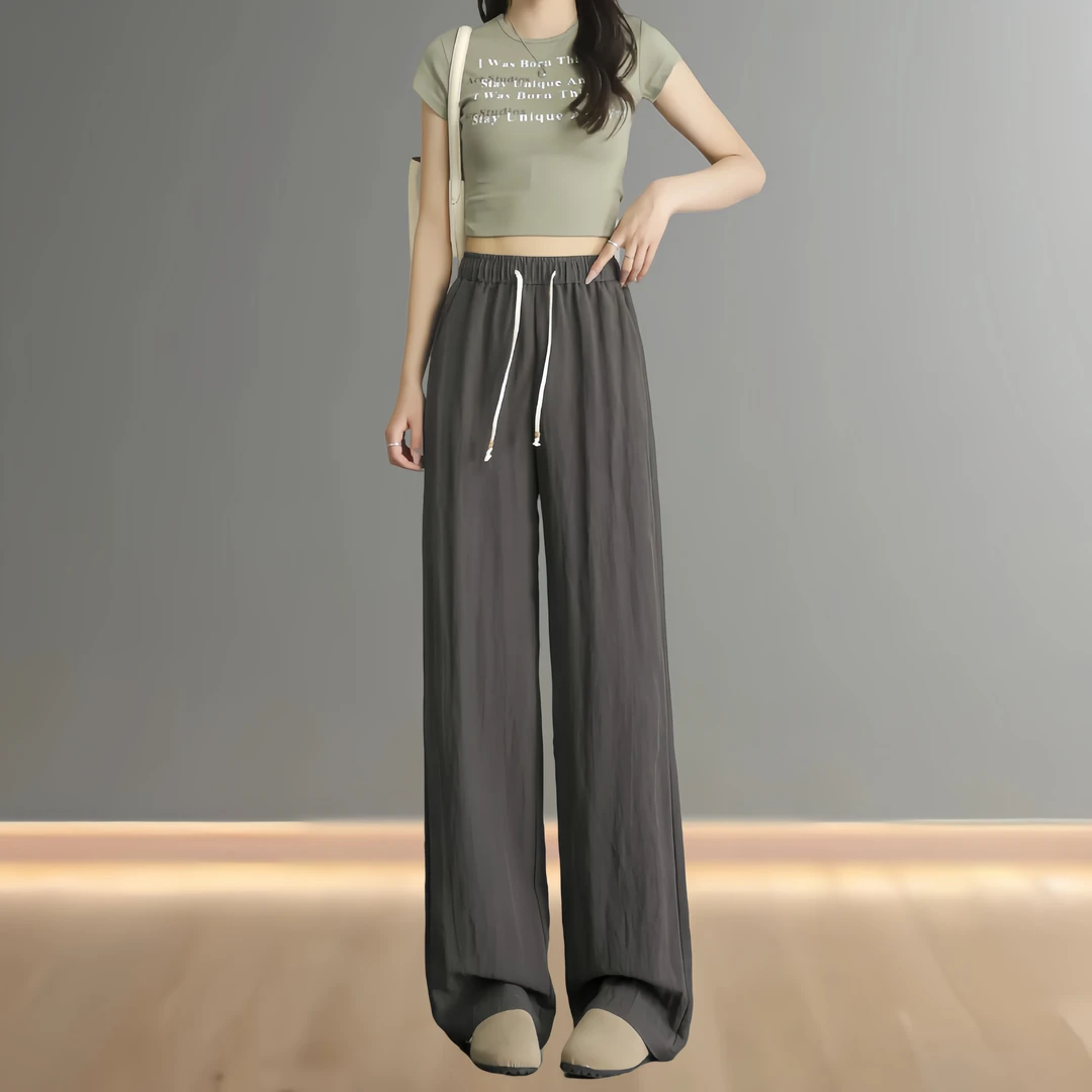 深灰色天丝亚麻裤子女款夏季爆款高腰显瘦小个肌理感洋气时髦百搭