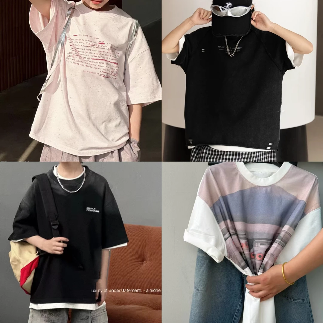 YJ CHOSEN B560-B589【品牌集合】2025夏 潮版儿童宽松小众短袖裤子