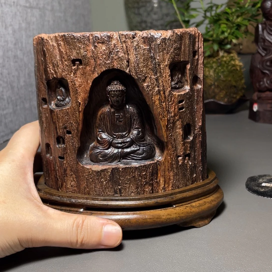 灵***༤交趾黄檀（大红酸枝）佛窟香炉工艺品摆件