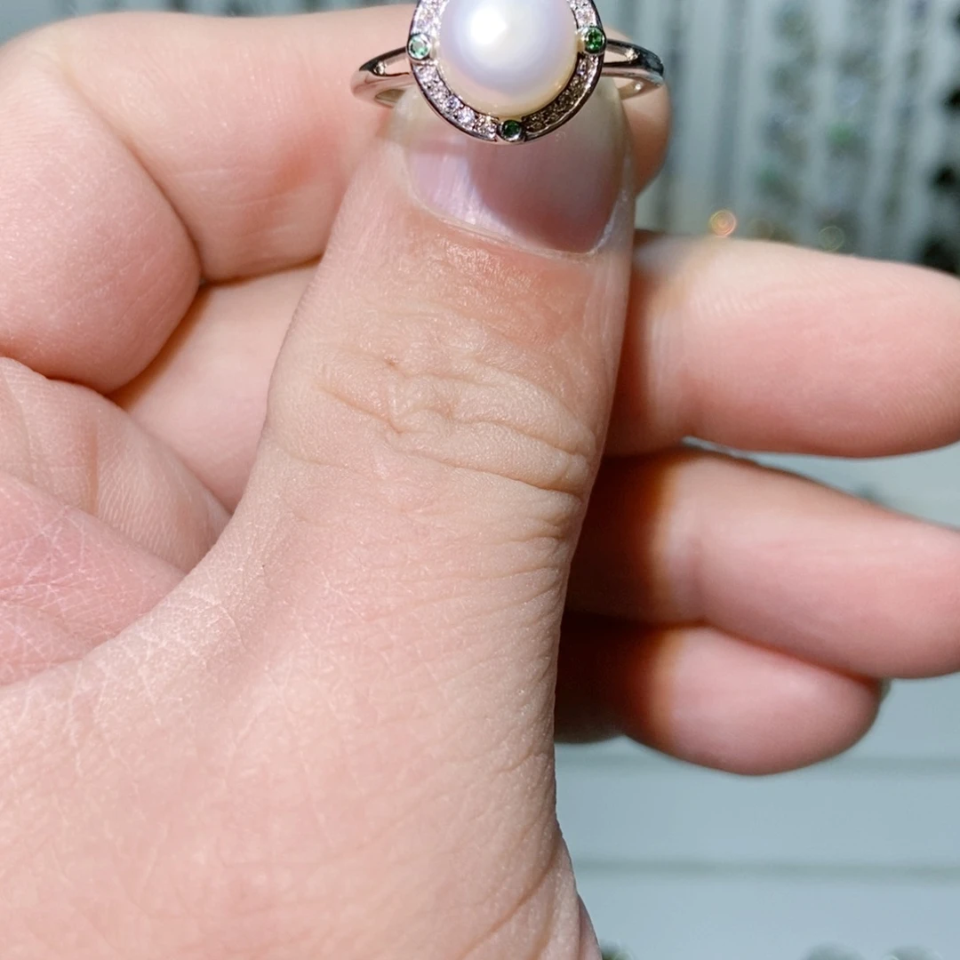 绿水晶戒指银S925镶嵌