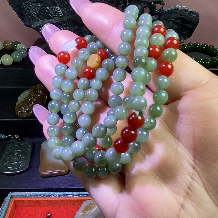 和田玉未镶嵌手链和田玉卡6