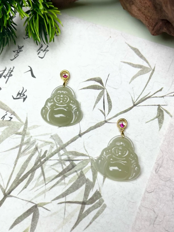 XFY25-和田玉冰晴水佛公吊坠20*19*5多样性发其一