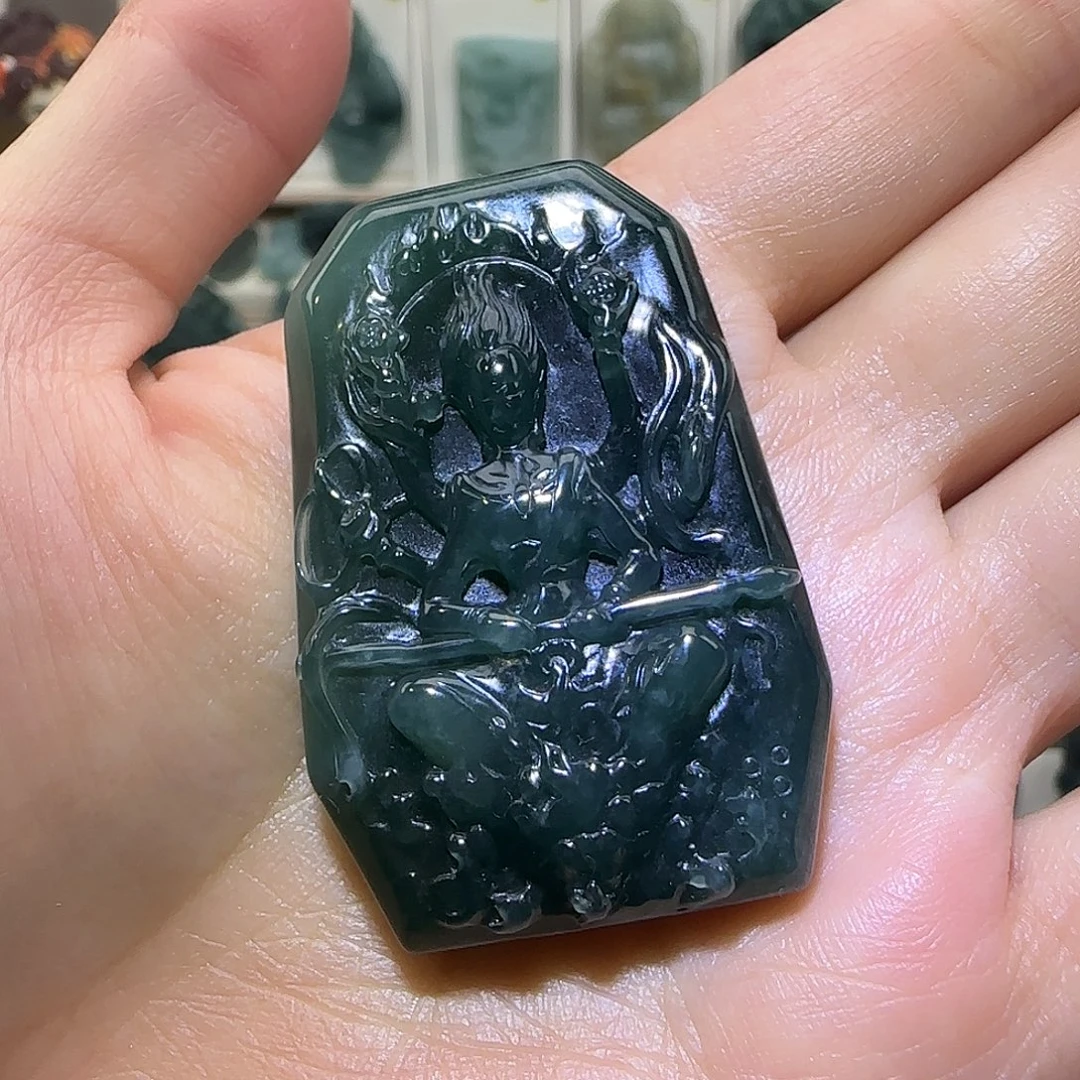 定制翡翠未镶嵌哪吒大威天龙翡翠定制