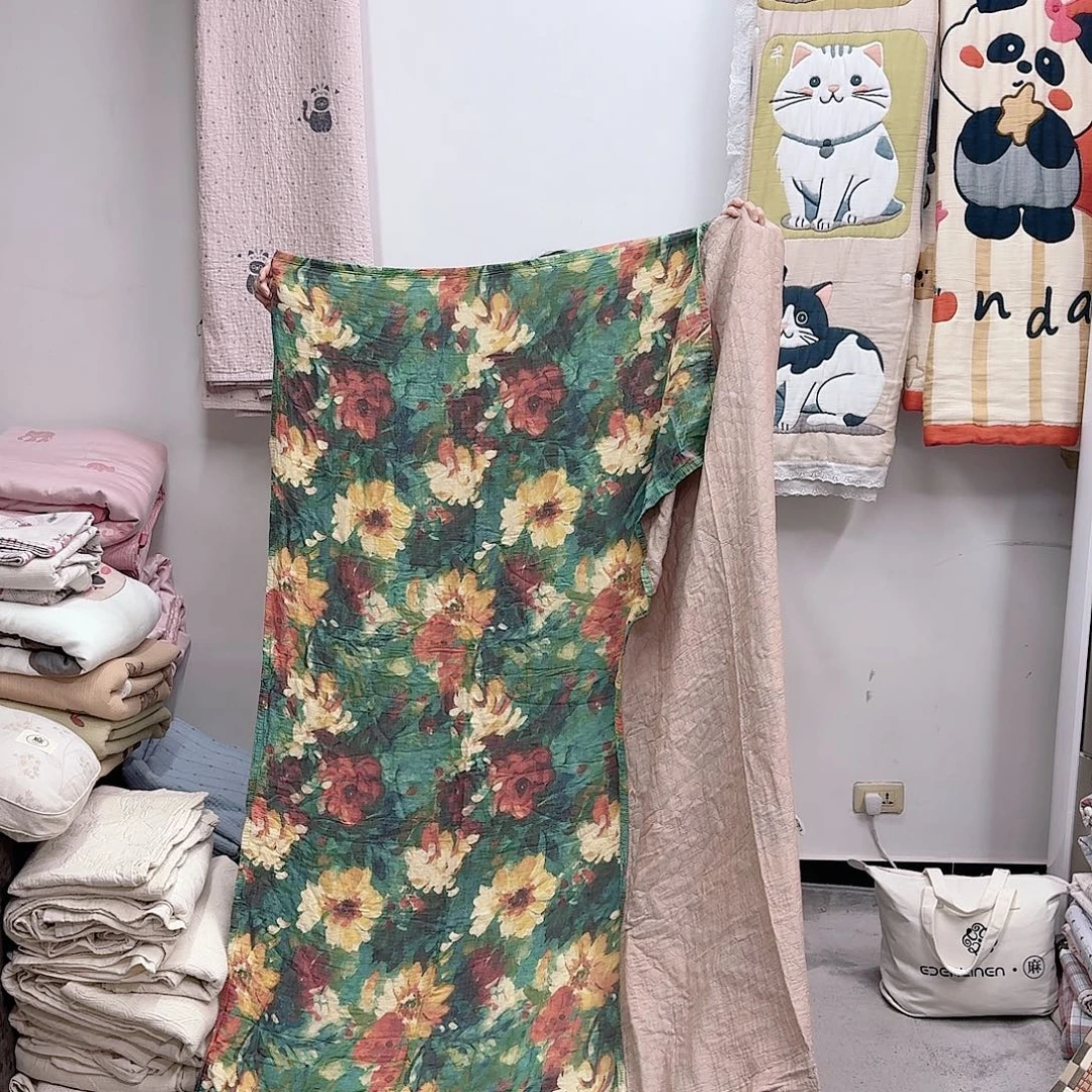 棉150/200油画盖毯天丝