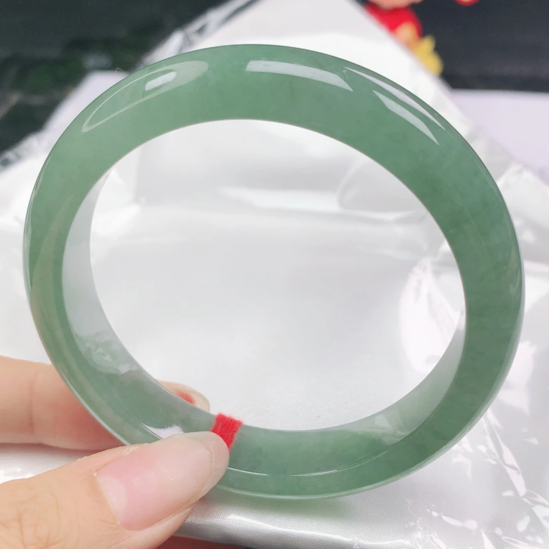 翡翠未镶嵌手镯翡翠58.0冰润蓝绿正圈