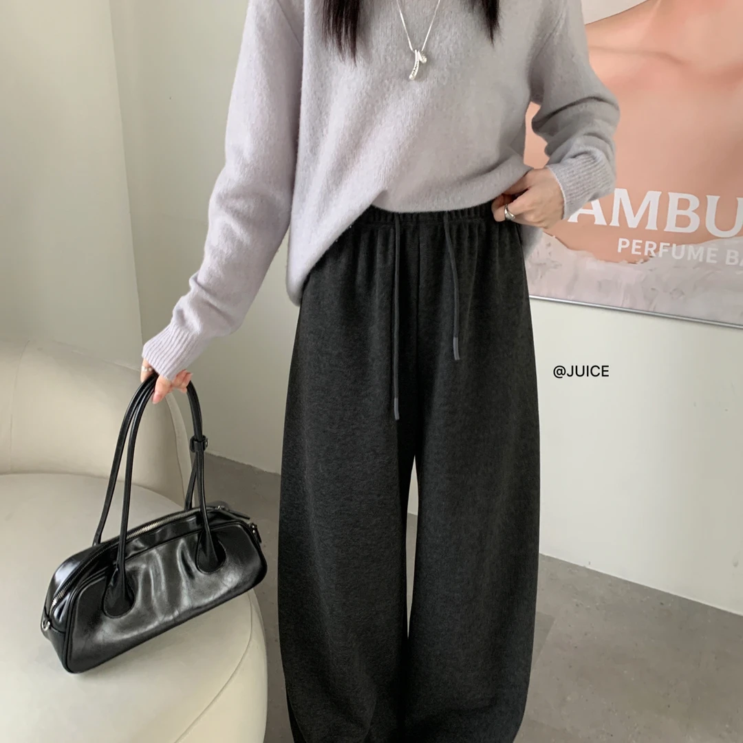 加绒加厚升级糯米裤仿羊绒显瘦休闲裤针织