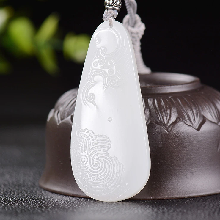 【古龙凤】宋瑶作品新疆和田羊脂白玉籽料男女款吊坠牌