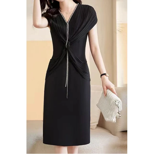 H90065 时尚复古气质夏季印花显瘦休闲宽松连衣裙