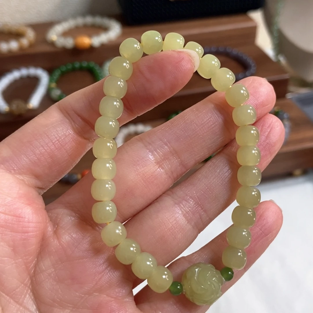 和田玉手链未镶嵌7mm黄口