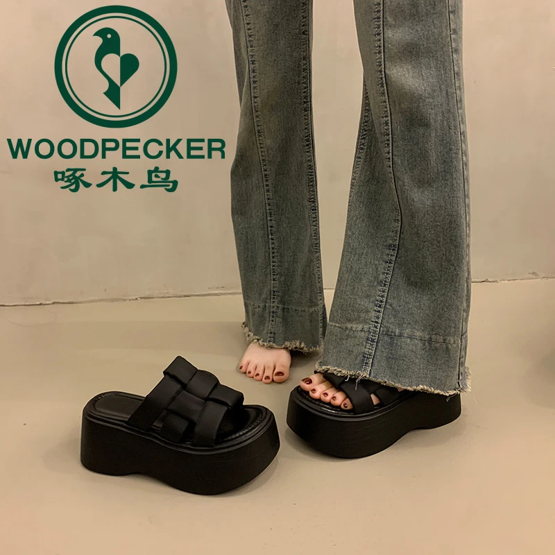 啄木鸟增高厚底拖鞋女夏外穿时尚2025爆款超火新款配裙子坡跟凉拖