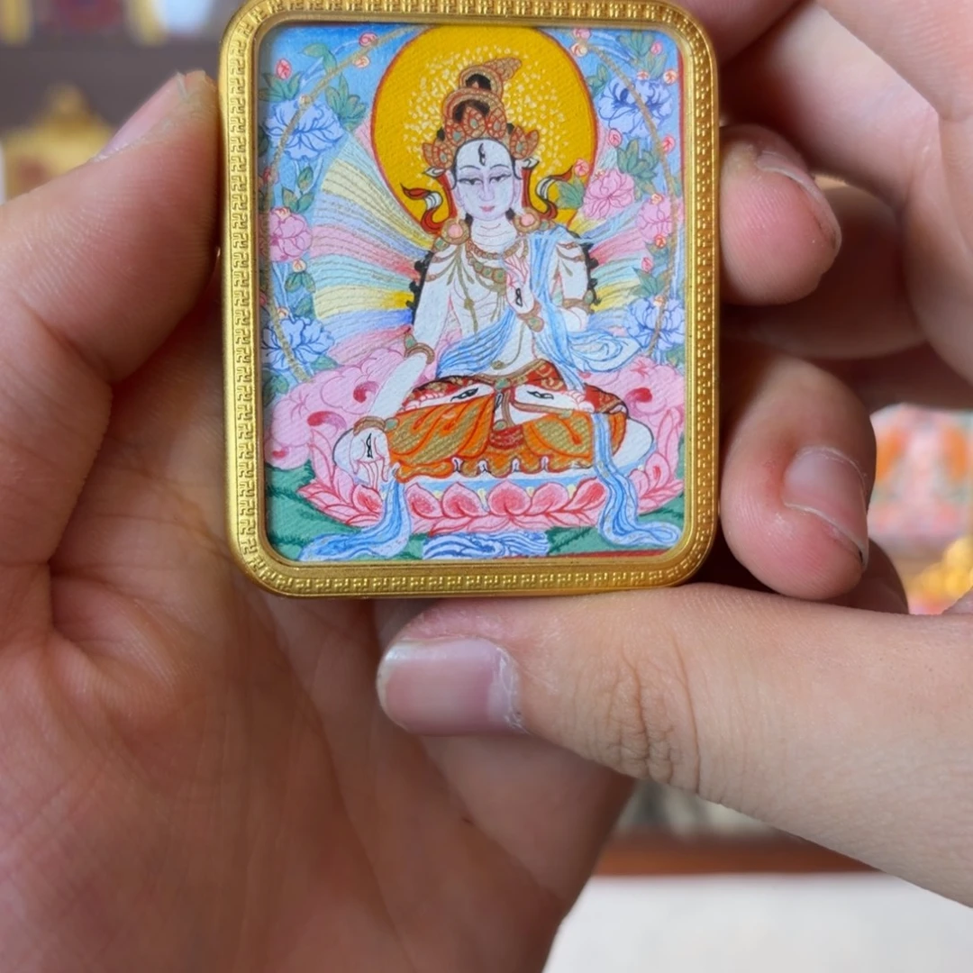 吊坠纯手绘热卡白度母