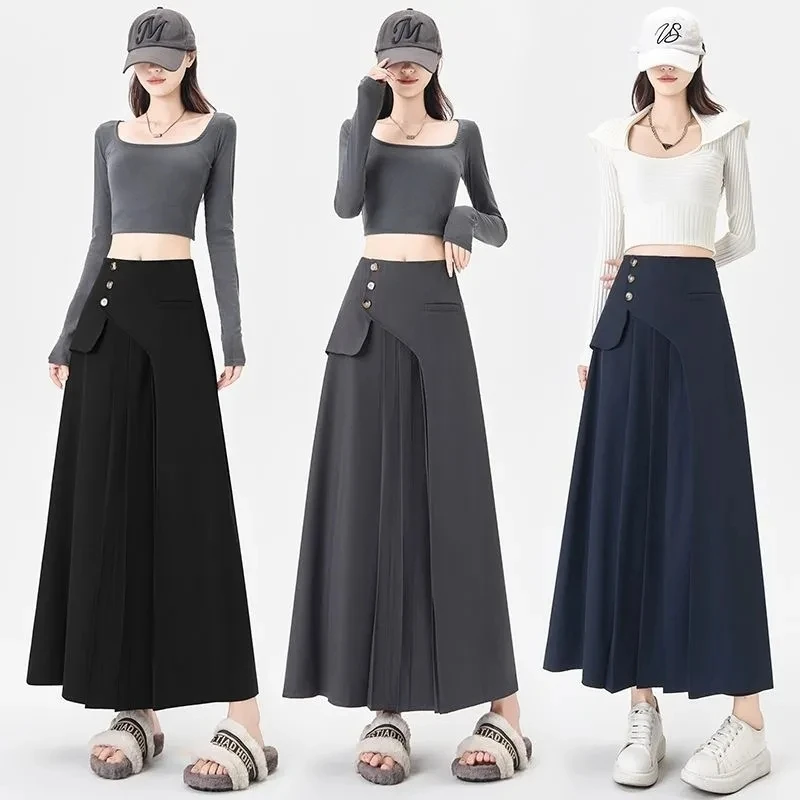 西装百褶裙2025秋季新款高腰显瘦小个子垂感中清冷系禅意衣服女