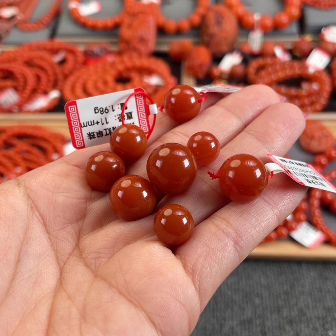 南红玛瑙未镶嵌9➕至14➕保山南红高抛单珠，可挑