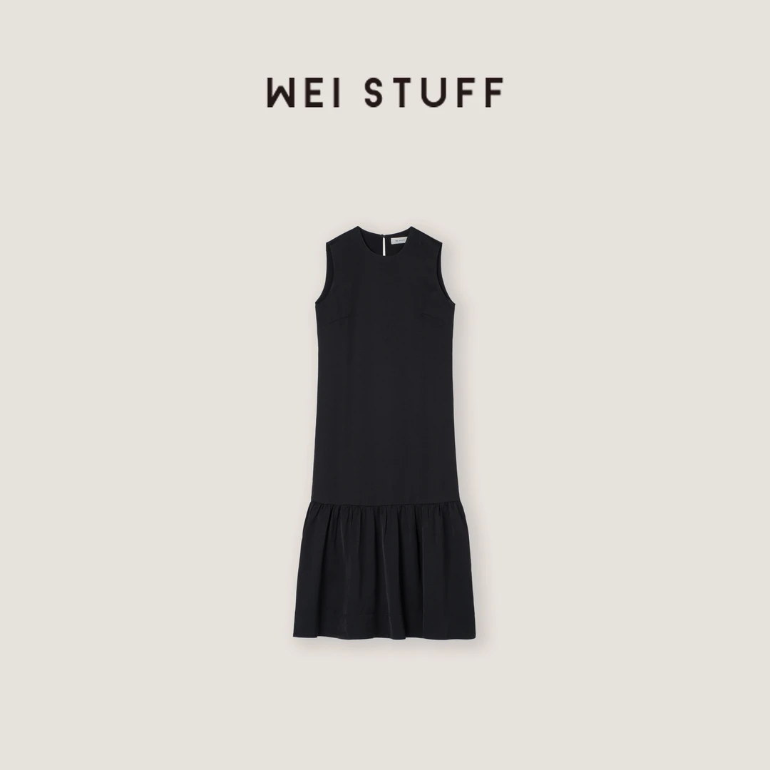 WEI STUFF “从容典雅” 极简慵懒小露背宽松拼接鱼尾连衣裙 9068 .
