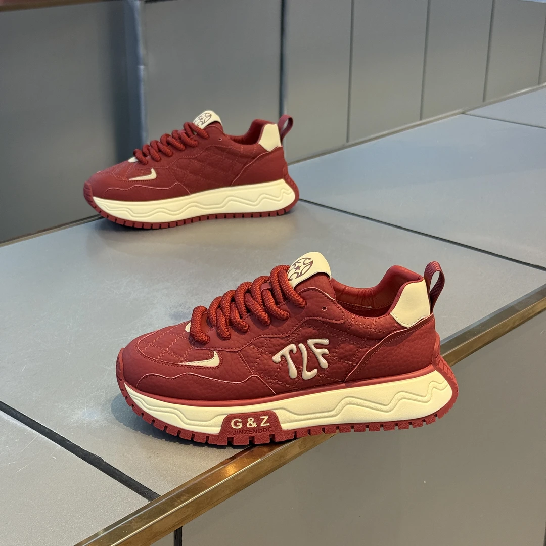 男鞋秋冬季潮流百搭舒适增高厚底拼色系带运动时尚阿甘潮鞋男