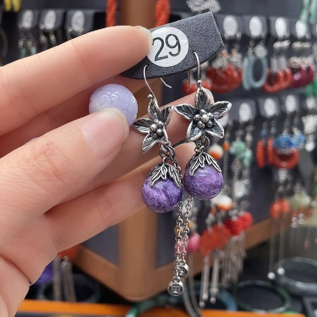 翡翠耳饰银S925镶嵌亿*771fghhgg